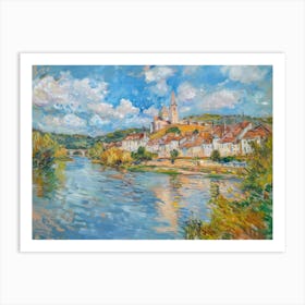 Lakeside Village Tapestry Painting Inspired By Paul Cezanne Art Print