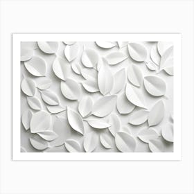 White Geometric Leaves 3d Tiles Texture Background Art Print