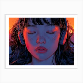 Girl Listening To Music 4 Art Print