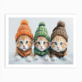 Three Whimsically Illustrated Ki Art Print