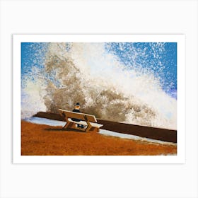 Incoming Ocean Wave Wallops Man Art Print