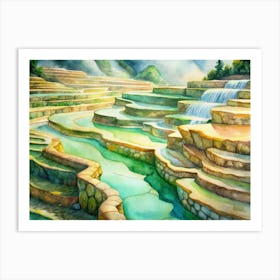 A Depiction Of Stone Terraces Filled With Vibrant Art Print