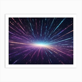 A Colorful, Abstract Image Of Light Streaks Radiating Outward From A Central Point, Resembling A Starburst Or A Cosmic Event Art Print