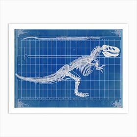 Dinosaur Skeleton Blueprint Inspired Art Print