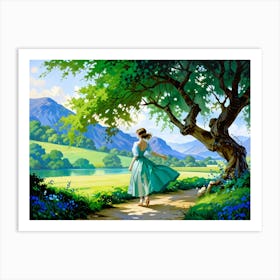 Girl Walking Down A Path Art Print