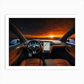 Interior Of Tesla Model S Art Print