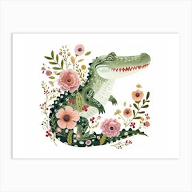 Little Floral Alligator 2 Art Print