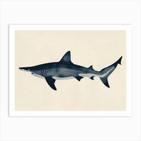 Smooth Hammerhead  Shark Grey Silhouette 4 Art Print