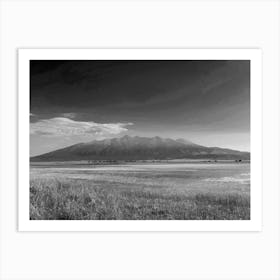 Mt Blanca over Lake of Flowers in Black and White Art Print