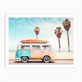 California Dreaming - VW Van on the Beach Art Print