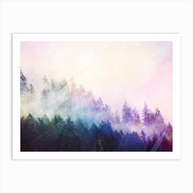 Rainbow Forest Fog Pacific Northwest Art Print