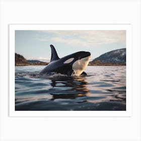 Realistic Photography Of Orca Whale Coming Out Of Ocean 2 Art Print