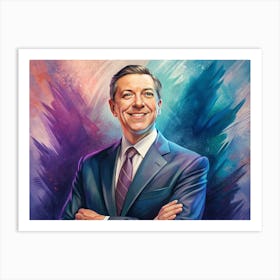 Portrait Of A Smiling Man In A Blue Suit Art Print