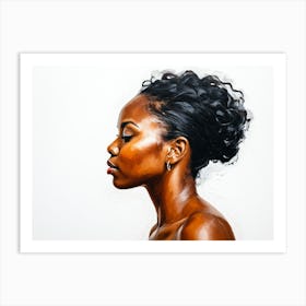 Side Profile Of Beautiful Woman Oil Painting 145 Art Print