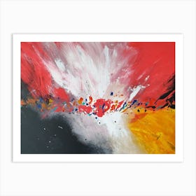 Abstract Painting, Acrylic On Canvas, Red Color 1 Art Print