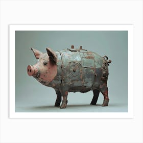 Pig Bank in Armour Art Print