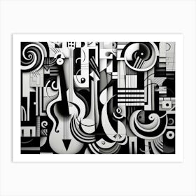Music Abstract Black And White 6 Art Print