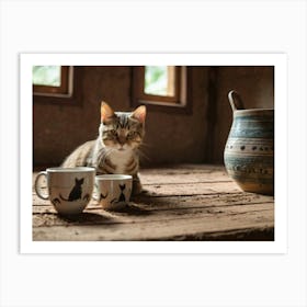 Cat In A Pot Art Print