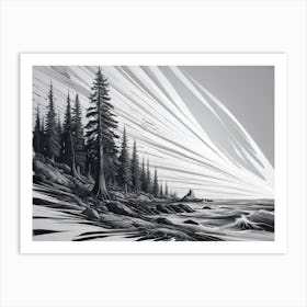 Black And Whit Nature sea Landscape Poster