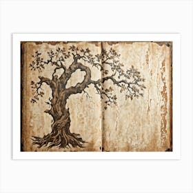 Antique Oak Tree Knot Translated Into Decorative Vintage Grunge Pattern Textures Reminiscent Of Age (2) Art Print