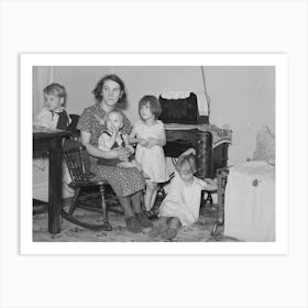 Mrs, Shotbang With Her Four Children She Delivered Herself, Husband Broke His Foot Early This Spring, About Time Baby Art Print