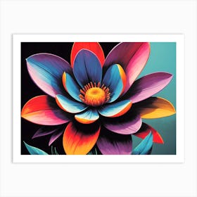 Abstract Lotus Flower painting 1 Art Print