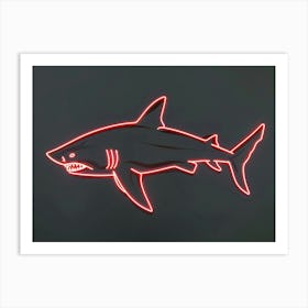 Neon Red Mako Shark 2 Art Print