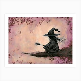 Witch With Broom Art Print