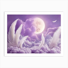 Dreamy Sky With White Feathers Art Print