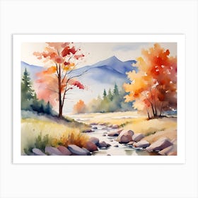 Watercolor Of A Stream Art Print