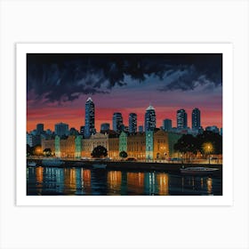 Melbourne At Night art Art Print