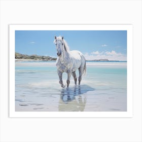 A Horse Oil Painting In Whitehaven Beach, Australia, Landscape 4 Art Print