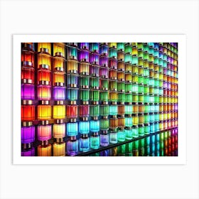 Colorful Bottles Of Perfume On A Shelf Art Print