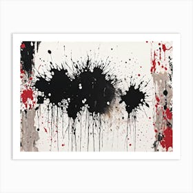 Abstract Painting Featuring Bold Splatters Of Black Ink Grunge Style Silhouettes Emerging Through D (5) Art Print