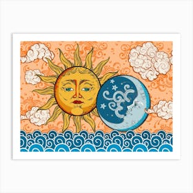 Sun And Moon - Vintage alchemy, esotericism, spiritual, mystic Art Print