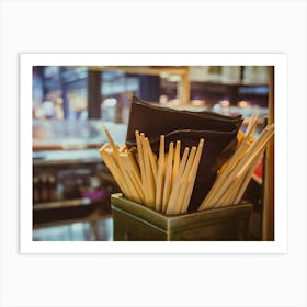 Many Chopsticks Inside A Box In Restaurant Art Print