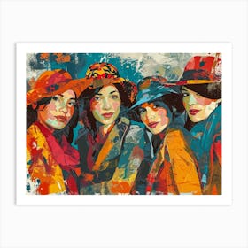 Three Women In Hats Art Print