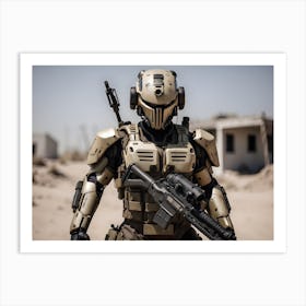 Futuristic robotic Soldier In Uniform 1 Art Print