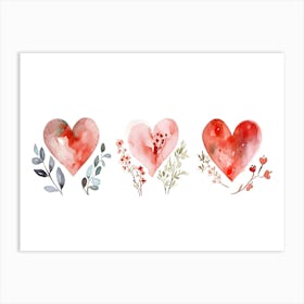 Set Of Watercolor Hearts Art Print