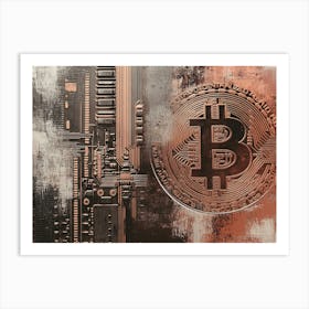 Bitcoin On Circuit Board Art Print