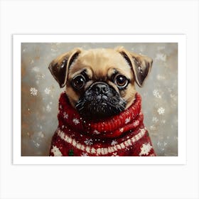 Holidays Pug 3 Art Print