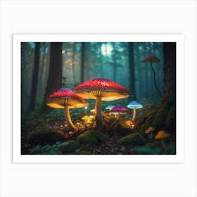 Magical gloving Mushroom Forest 4 Art Print