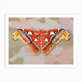 Mechanical Butterfly The Atlas Moth Techno Attacus Atlas On A Pink And Beige Background Art Print