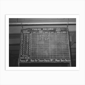 Record Of The Compressor, Compress, Houston, Texas By Russell Lee Art Print
