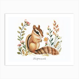 Little Floral Chipmunk 3 Poster Art Print