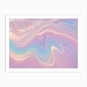 Abstract Image Of A Smooth, Flowing, Pastel Pink And Blue Liquid, Resembling Waves Or A Textured Surface Art Print