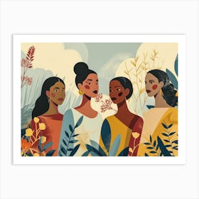 Four Women In A Field Art Print