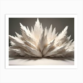 A Large, White, 3d Sculpture Of A Spiky, Organic Shape, Resembling A Crown Or A Flower Art Print