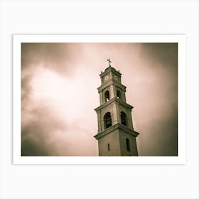 Scary Church Clock Tower Art Print