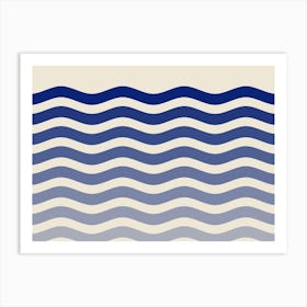 Blue Wavy Waves Art Print